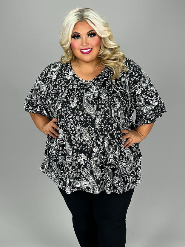 34 PSS {Sweetest Dreams} Black Paisley Print Tunic EXTENDED PLUS SIZE 4X 5X 6X