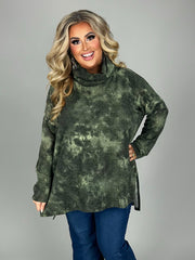 SALE!! 16 PLS {Ready To Travel} Olive Tie Dye Cowl Neck Top PLUS SIZE 1X 2X 3X