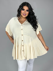 65 SSS {Certain Charm} Ivory Tiered Button Up Top PLUS SIZE 1X 2X 3X