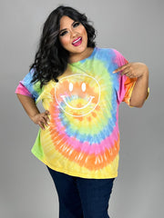 SALE!! 33 GT {Smiley In Color} Multi-Color Tie Dye Smiley Graphic Tee PLUS SIZE 3X