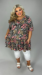 30 PSS {Dream Without Fear} Black Pink Floral Print Top EXTENDED PLUS SIZE 3X 4X 5X