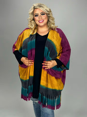 SALE!! 63 OT-B {Painting Rainbows} Magenta Striped Cardigan PLUS SIZE 1X/2X  2X/3X