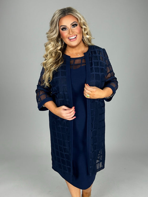 SALE!! SET  M-109 {Maya Brooke} Navy Dress w/Jacket