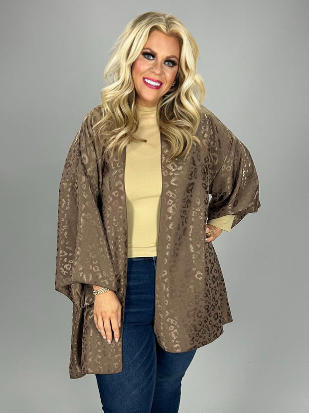 26 OT-A {Flirting With Fun} Mocha Kimono PLUS SIZE 1X 2X 3X