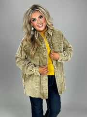 SALE! 23 OT-Y {Corduroy Cutie} Khaki Corduroy Shacket PLUS SIZE 1X 2X 3X