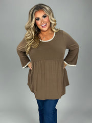 SALE! 18 SD {Appreciate The Elegance} Mocha Babydoll Top PLUS SIZE 1X 2X 3X