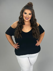 31 OS-Z {Happening Now} Black Smocked Halter Top PLUS SIZE XL 2X 3X