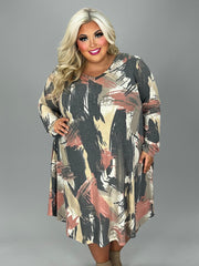 27 PLS {In Too Deep} Charcoal Brush Stroke Print Dress EXTENDED PLUS SIZE 4X 5X 6X