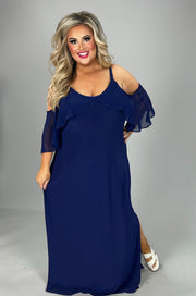 SALE!! LD-D M-109 {NY Collection} Navy Cold Shoulder Maxi Retail $70.00 PLUS SIZE 1X