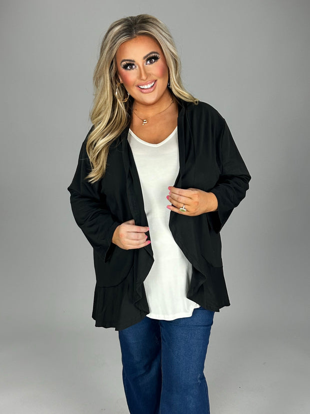 15 OT {Sophisticated Pursuits} Black 3/4 Sleeve Cardigan  CW EXTENDED PLUS SIZE 3X 5X