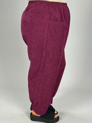 SALE! BT-B {Jog My Memory} Burgundy Corduroy Joggers w/Pockets PLUS SIZE 1X 2X 3X