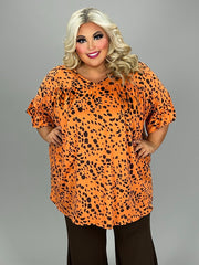 51 PSS {True Feelings} Orange Dalmation Print V-Neck Tunic EXTENDED PLUS SIZE 3X 4X 5X 6X