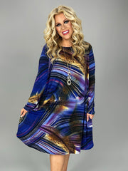 15  PLS {Simple Message} Purple Blue Multi-Print Dress PLUS SIZE XL 2X 3X