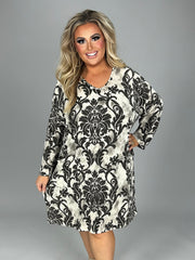 20 PQ-H {Fancy Like That} Brown Print Dress PLUS SIZE 1X 2X 3X