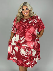 99 PSS {Your Little Angel} Red Lg Floral Dress w/Pockets EXTENDED PLUS SIZE 4X 5X 6X