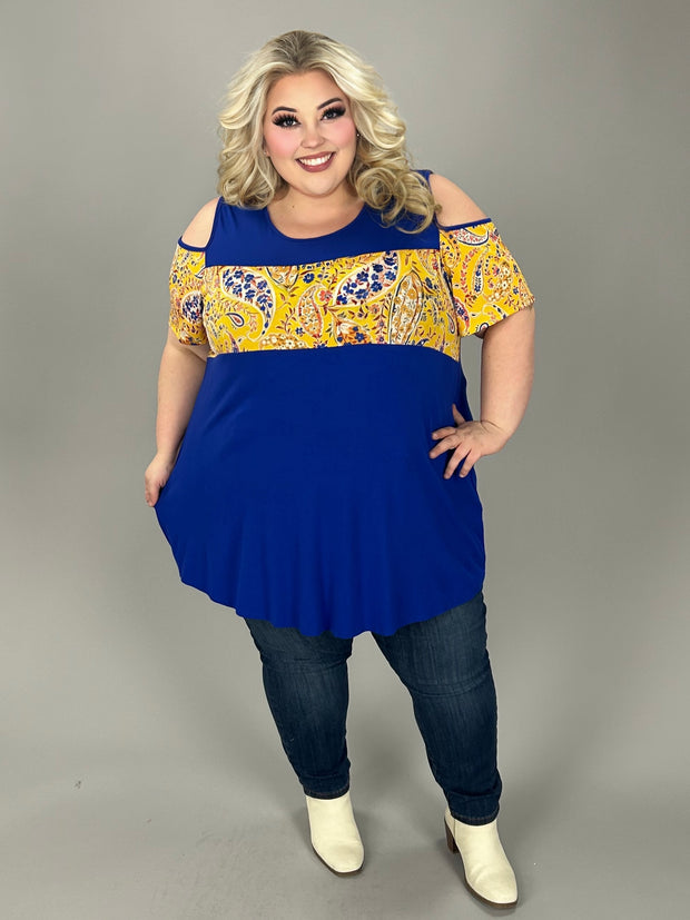 43 OS {Prove Your Point} Royal Blue Paisley Detail Top EXTENDED PLUS SIZE 4X 5X 6X