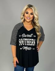 28  GT {Southern Mess} Black "Sweet Southern Mess" Graphic Tee CURVY BRAND!!!  PLUS SIZE XL 2X 3X 4X 5X 6X (May Size Down 1 Size)