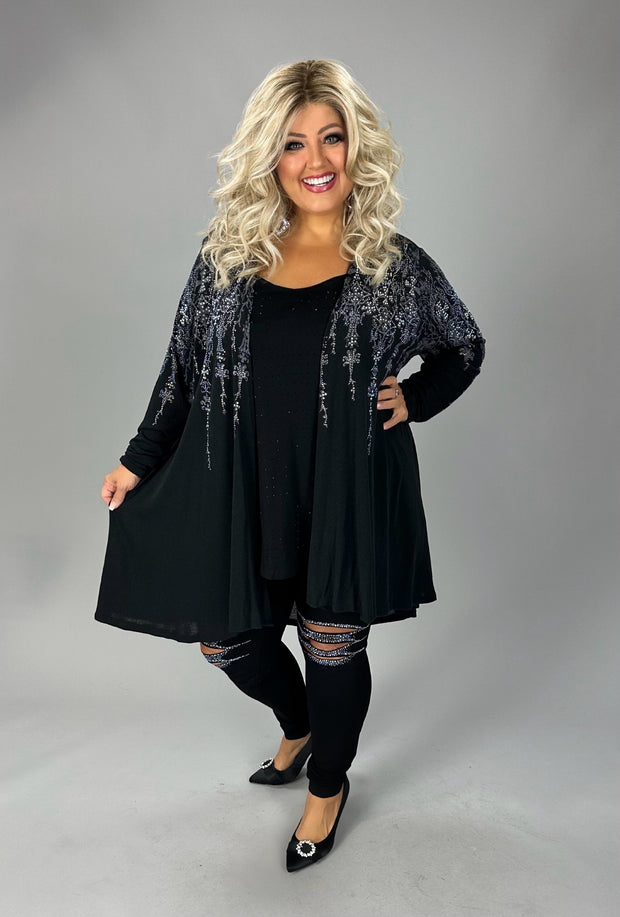 30 OT {Divine Intervention} VOCAL Black Cross Detail Cardigan  w/ Studs PLUS SIZE 1X 2X 3X