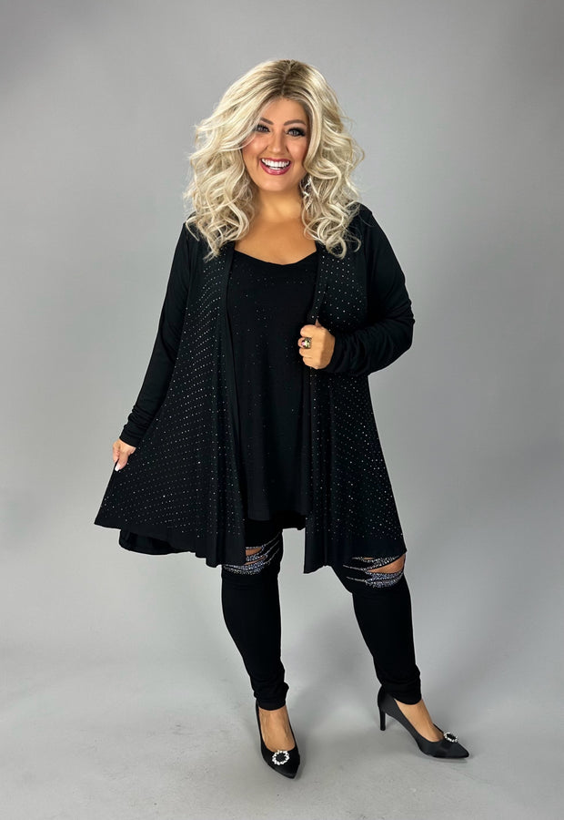 SALE!! 34 OT {Signature Elegance} VOCAL Black Cardigan w/ Rhinestones PLUS SIZE 1X 2X 3X