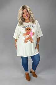 32 GT {Sugar & Spice} Ivory Gingerbread Man Graphic Tee PLUS SIZE XL 2X 3X