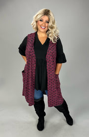 83 OT {Sweet Confession} Burgundy/Black Polka Dot Vest W/ Pockets Extended Plus 3X 4X 5X