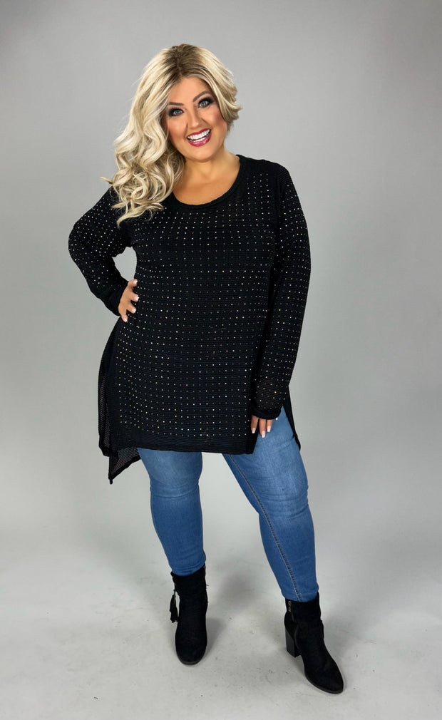 SALE!! 92 SD {Never Let Go} VOCAL Black Waffle Knit Tunic w/Studs PLUS SIZE 1X 2X 3X