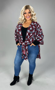 SALE!! 72 OT-C {Trunks Away} Burgandy Elephant Print Cardigan Plus Size 1X 2X 3X