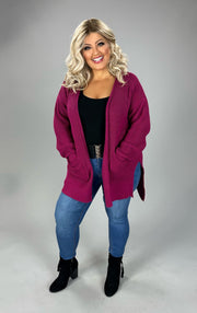 SALE! 57 OT-F {Leading Lady} MAGENTA Waffle Knit Cardigan PLUS SIZE 1X 2X 3X