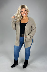 57  OT-G {Leading Lady} Ash Mocha Waffle Knit Cardigan  PLUS SIZE 1X 2X 3X