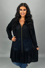 SALE!! 1-51 OT {Be That Girl} VOCAL Black Waffle Knit Hoodie w/ Lace Detail  PLUS SIZE XL 2X 3X