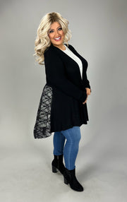 SALE!! 1-36 OT {Gaining Popularity} VOCAL Black Cardigan w/ Lace Back Detail PLUS SIZE 1X 2X 3X