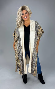 77 OT-C {Totally Adored} Cream/Leopard Print Kimono PLUS SIZE 1X 2X 3X