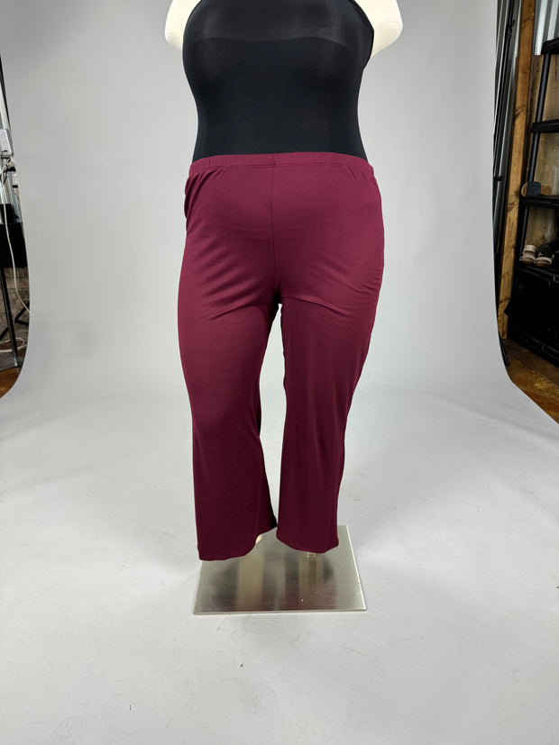 BT-Y {Graceful Appearance} Burgundy Wide Leg Pants CURVY RAND!!! EXTENDED PLUS SIZE XL 2X 3X 4X 5X 6X (May Size Down 1 Size)