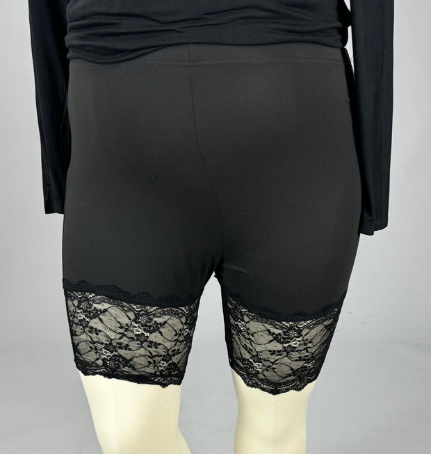 BT {Lace It Up} Black Lace Hem Biker Shorts CW PLUS SIZE 3X