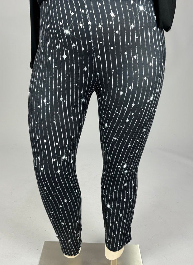 BT {Made It Shine} Black Striped Sparkle Design Pants