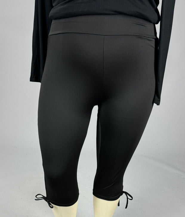 BT-B {Acting Out} Black Capri w/Side Drawstring CW EXTENDED PLUS SIZE 2X 3X 4X 5X