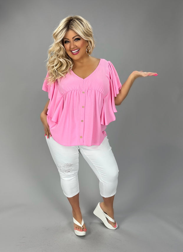 35 SD-Z {Euphoric Moment} Pink V-Neck Top PLUS SIZE 1X 2X 3X