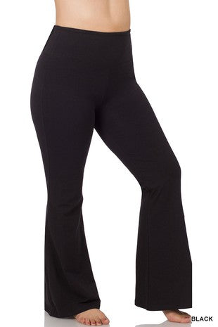 LEG-12 {If I Fall} Black Flared Yoga Pants w/Pockets CW PLUS SIZE 2X