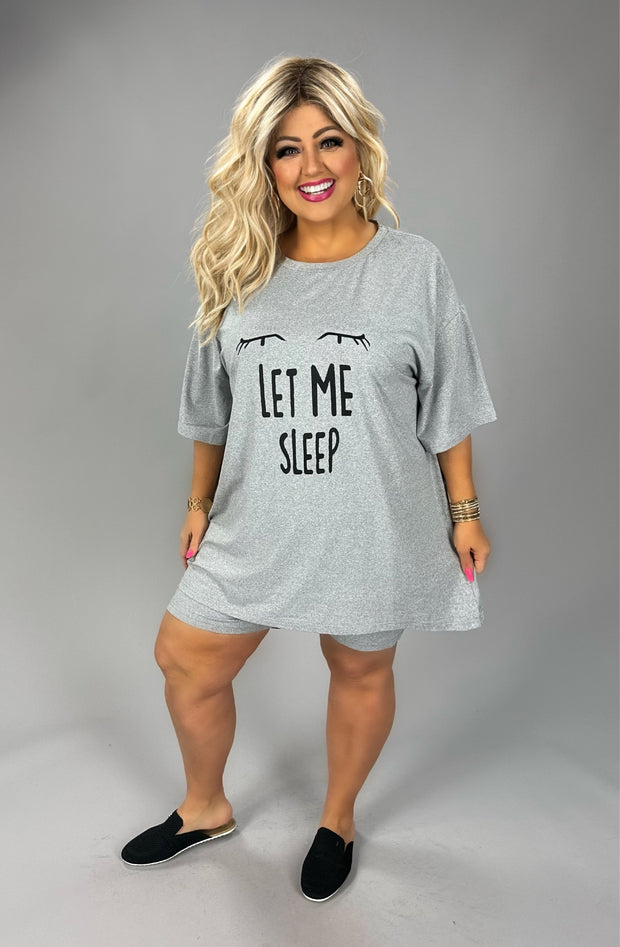 SET Heather Grey "Let Me Sleep" Short Set