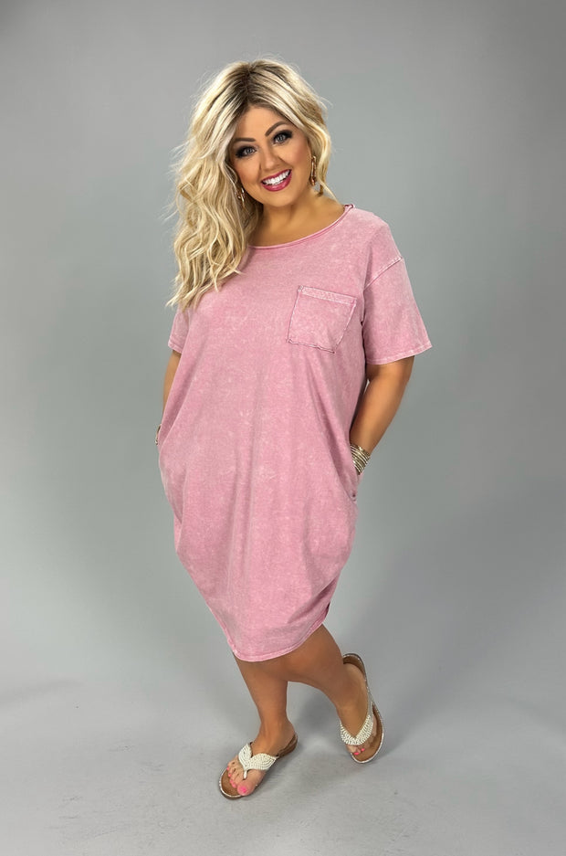 31 SSS {Authentic Moments} Pink T-Shirt Dress w Ruched Sides PLUS SIZE 1X 2X 3X