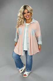 26 CP {Seen Differently} Blush Ribbed Top w/Stripes PLUS SIZE XL 2X 3X