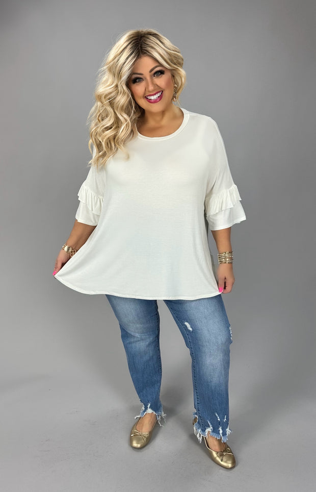 35 SSS {Memories Remain} Ivory Double Ruffle Sleeve Top PLUS SIZE 1X 2X 3X