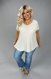 43 SSS {Looking For You} Oatmeal Ribbed Cuffed Sleeve Top PLUS SIZE 1X 2X 3X