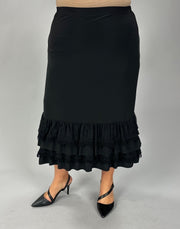 BT-I {Dare To Dream} Black Lace Ruffle Hem Skirt PLUS SIZE XL 1X 2X 3X