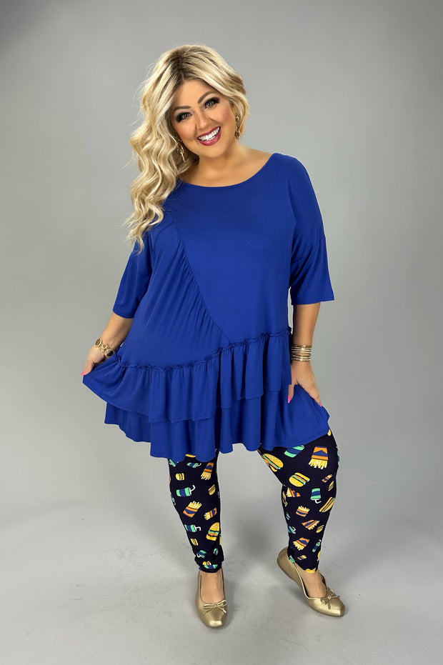 36 SSS {Made For Me} Royal Blue Double Layer Hem Top EXTENDED PLUS SIZE 4X 5X 6X