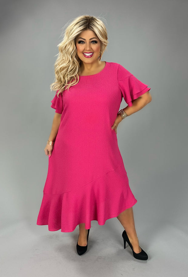 SALE!! LD-D  M-109 {Alfani} Pink Ruffled Dress Retail $109.50  PLUS SIZE 16W 18W 28W