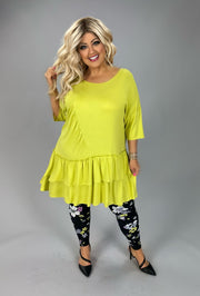 33 SSS {Made For Me} Lime Double Layer Hem Detail Top EXTENDED PLUS SIZE 4X 5X 6X