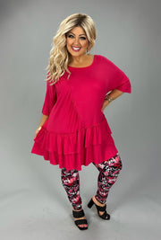 34 SSS {Made For Me} Fuchsia Double Layer Hem Detail Top EXTENDED PLUS SIZE 4X 5X 6X