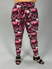 LEG-P {Best of My Heart} Black Heart Print Leggings  EXTENDED PLUS SIZE 3X/5X