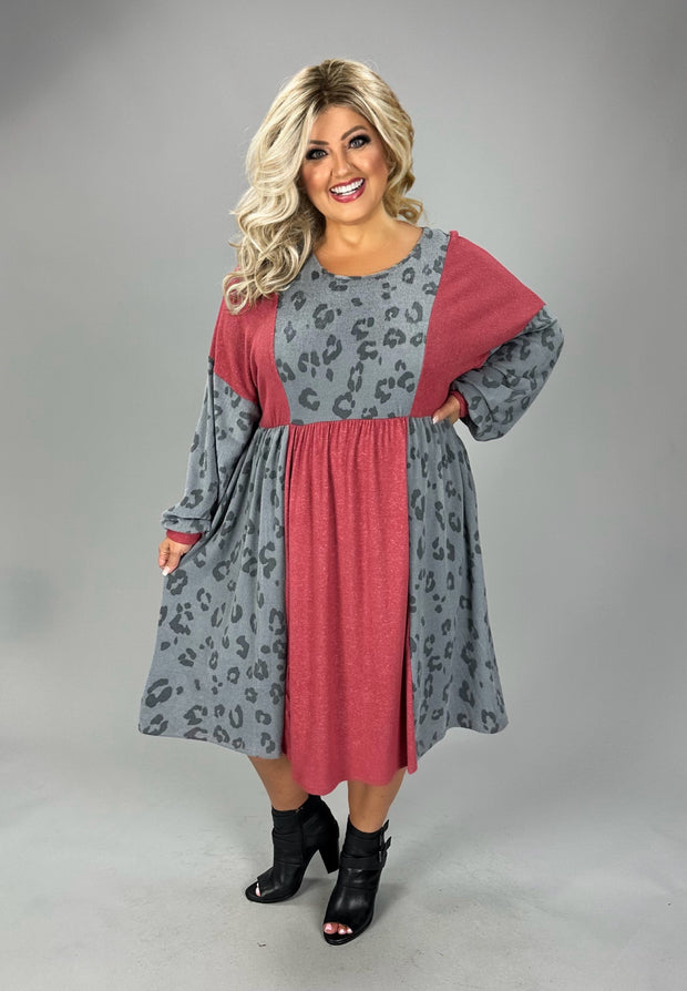 36 CP-C {Out And About} Gray Animal Print Dress PLUS SIZE 1X 2X 3X